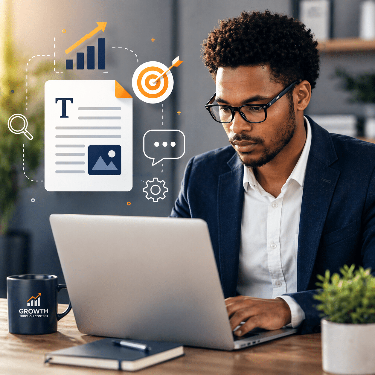 Focused professional in a modern workspace