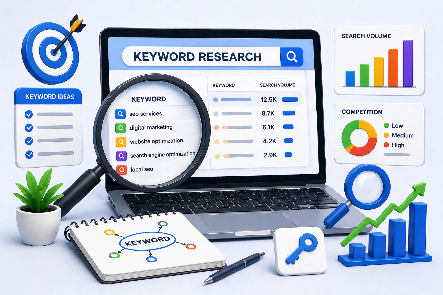 Keyword research and analytics workspace