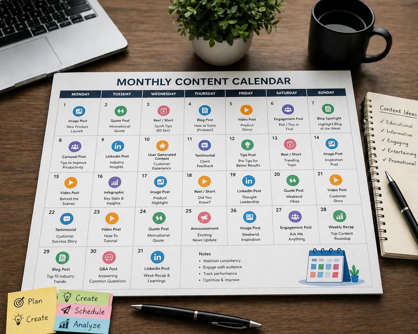 Monthly Content Calendar